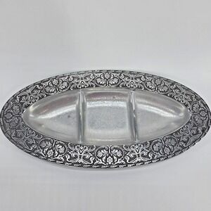 Wilton Armetale William & Mary Oval Divided Serving Tray Platter 366561 USA 14"